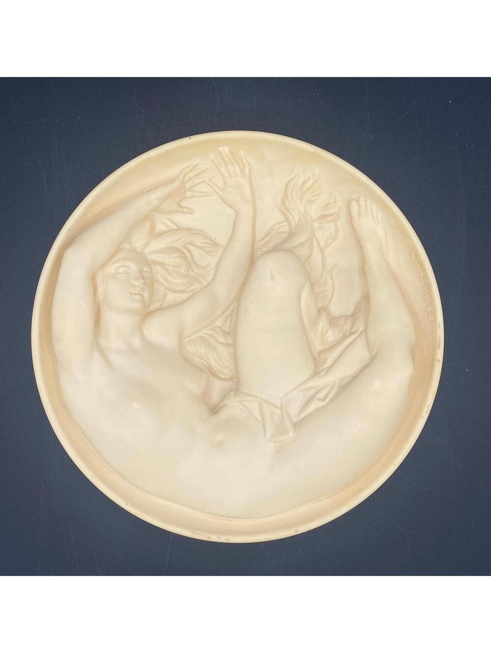 1986 Italian Alabaster Relief Plate “Tersicore” Sergio Benvenuti Limited Edition